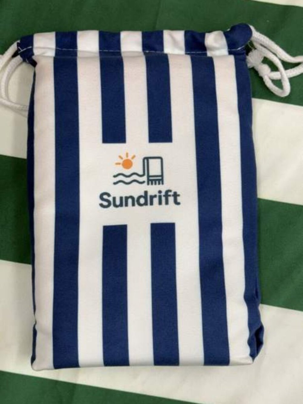 Oversized Cabana Stripe Towel 71 x 36 in Navy Blue & White
